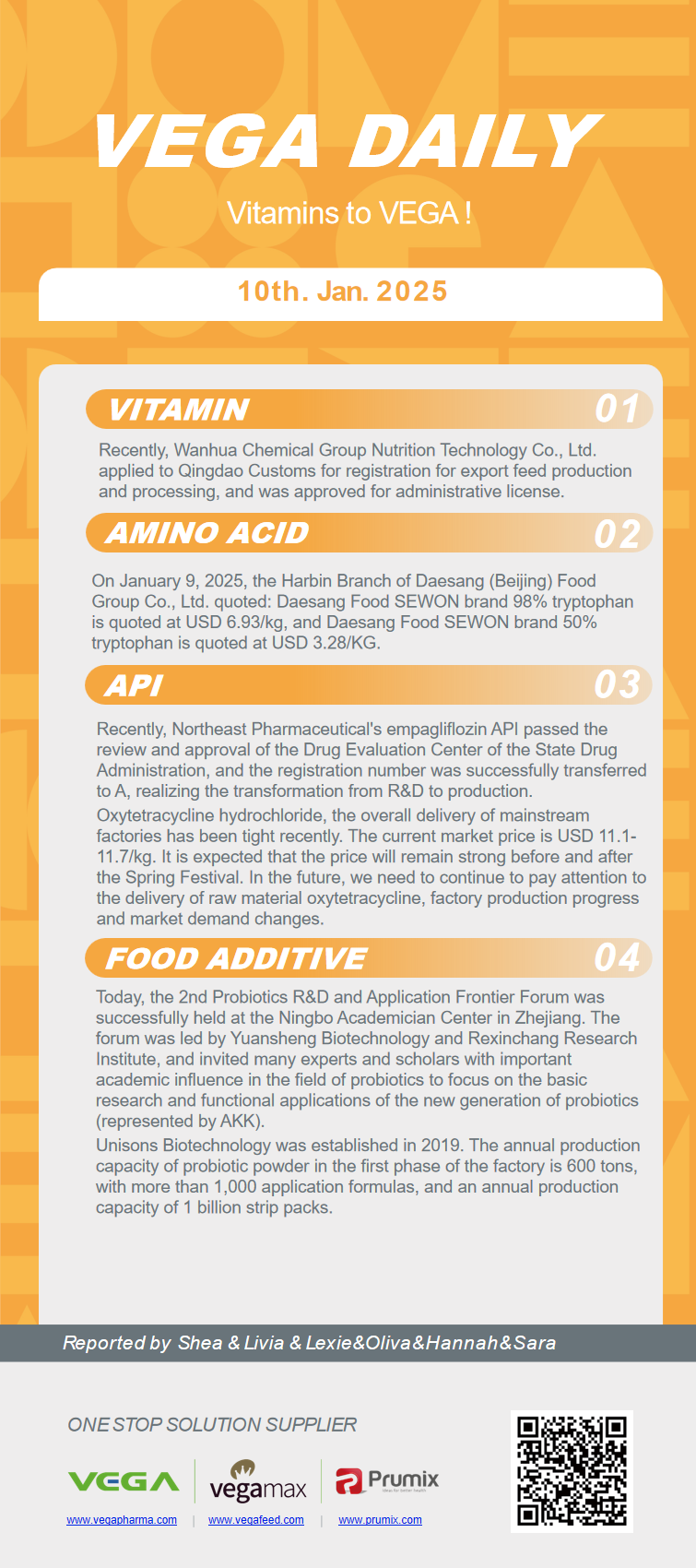 Vega Daily Dated on Jan 10th 2025 Vitamin Amino Acid APl Food Additives.png